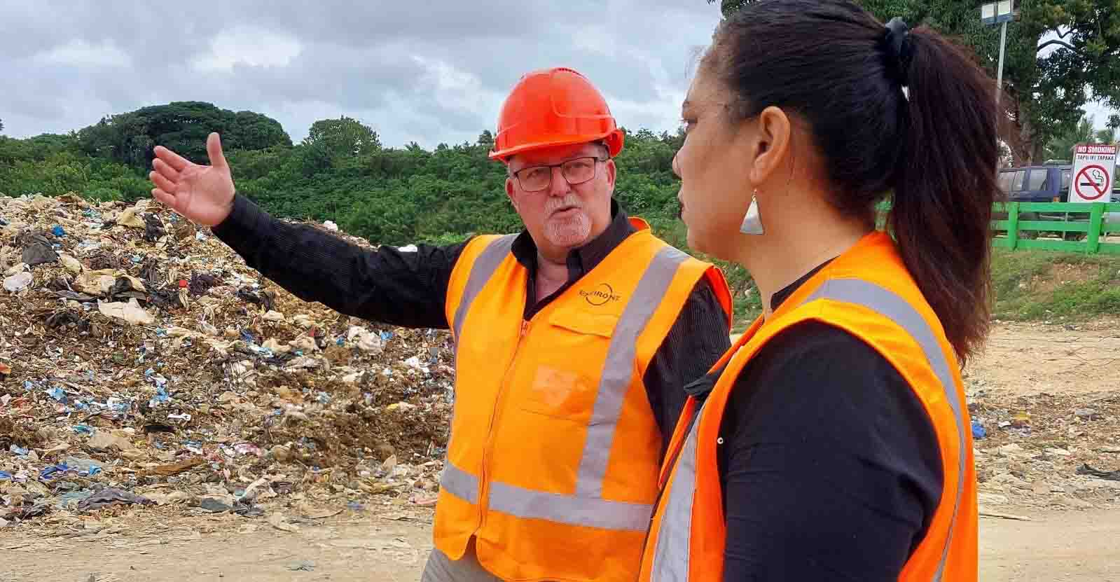 Enviro NZ staff member, Lewis Sparks, helping the Tongan Waste Authority Limited